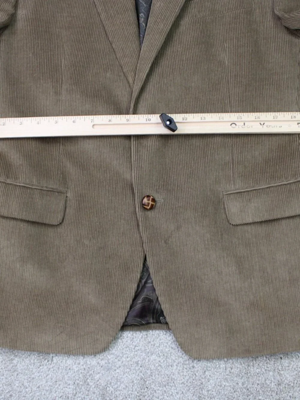 LAUREN Ralph Lauren Corduroy Blazer Mens 40 Short Brown 100% Cotton 2 Button